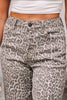 Brown Leopard Frayed Edge Wide Leg High Waist Jeans