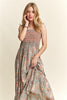 ADORA Smocked Printed Square Neck Tie Shoulder Cami Dress