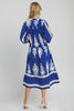 Umgee Printed Notched Midi Dress