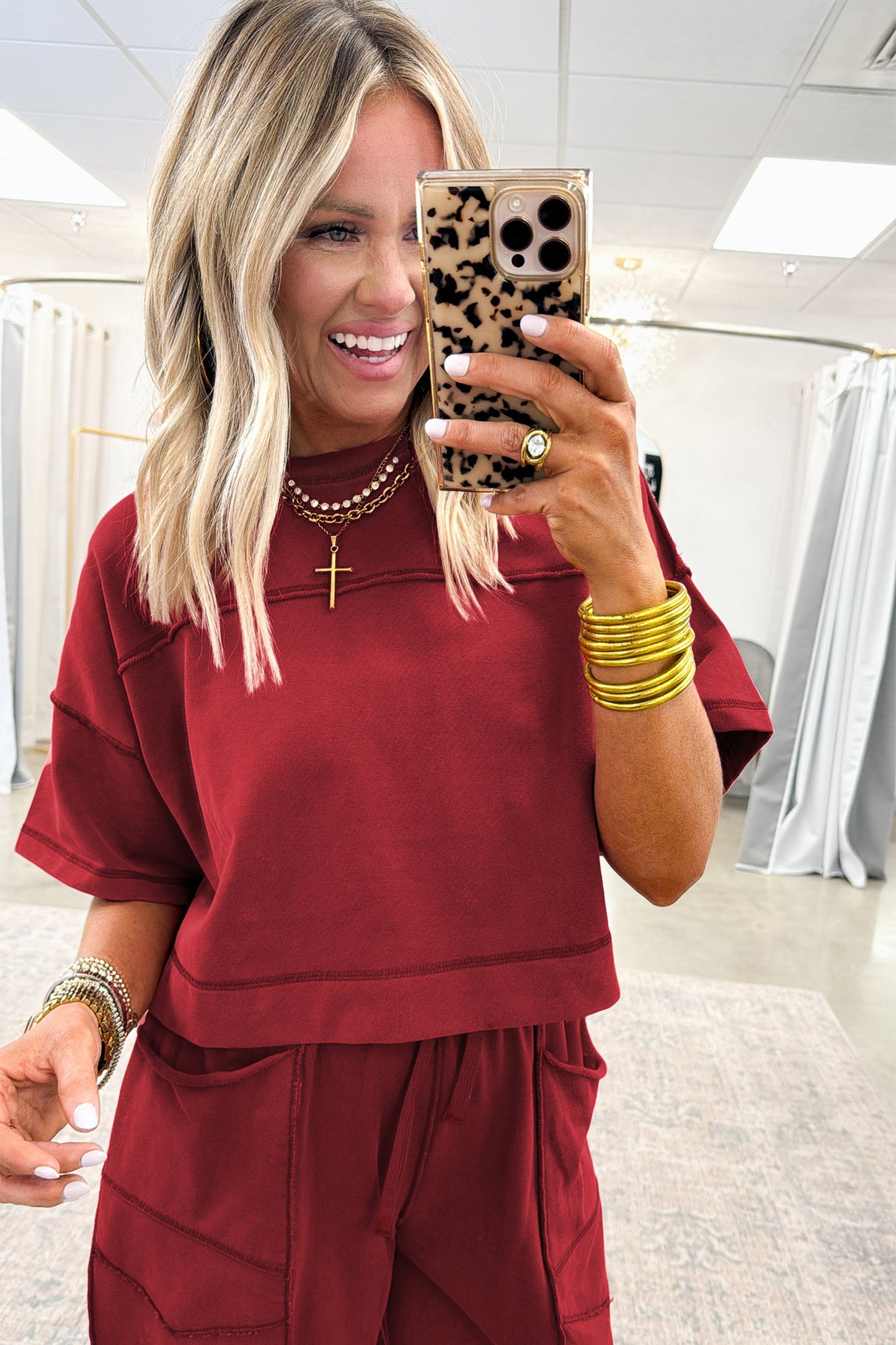 Sky Blue Drop Shoulder Boxy Tee and Barrel Pants Set