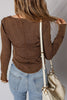 Burgundy Exposed Seam Ribbed Long Sleeve Top