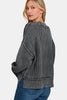 Zenana Exposed Seam Round Neck Dropped Shoulder Sweater