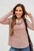 Pale Chestnut Horizontal Twist Ribbed Drawstring Cowl Neck Knit Top