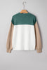 Green Color Block Plain Ribbed Knit Baggy Sweater