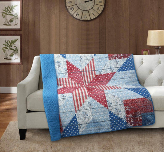 “Liberty Star"  Quilted Throw Blanket 50"x60"