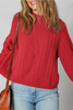 Fiery Red Cable Knit Baggy Sweater