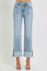 RISEN Plus Size Ankle Straight Leg Cuffed Jeans