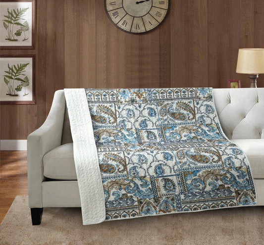 “Blue Jaipur"  Quilted Throw Blanket 50"x60"