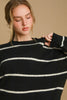 Umgee Wool Blend Striped Round Neck Sweater