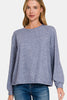 Zenana Hacci Round Neck Long Sleeve T-Shirt