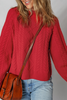 Fiery Red Cable Knit Baggy Sweater