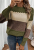 Black Colorblock Crew Neck Drop Shoulder Sweater