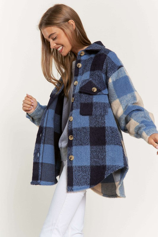 Plaid Chest Pocket Detail Shacket - Grace Ann Faith Boutique - Official Online Boutique 