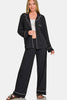 Zenana Button Down Long Sleeve Top and Pants Lounge Set