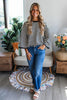 Black Striped Print Drop Shoulder Lace Trim Bracelet Sleeve Loose Top