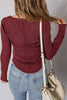 Burgundy Exposed Seam Ribbed Long Sleeve Top