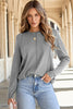 Chicory Coffee Solid Exposed Seam Crew Neck Long Sleeve Top