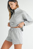 Women Stand Neck Zipped Sweatshirt and Shorts Set