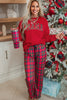 Red Plaid Mama Graphic Christmas Holiday Crewneck Pullover and Pants Two Piece Lounge Set