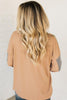 Buckskin Color Block Thermal Textured Knit Drop Shoulder Henley Top