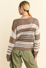 Davi & Dani Contrast Striped Crochet Drop Shoulder Knit Cover Up