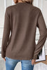 Chicory Coffee Solid Exposed Seam Crew Neck Long Sleeve Top