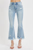 RISEN Full Size Raw Hem Distressed Cropped Flare Jeans Plus Size