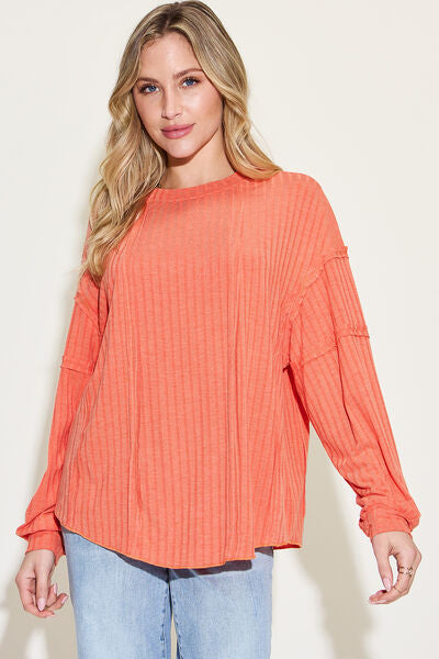 Basic Bae Full Size Ribbed Round Neck Long Sleeve T-Shirt - Grace Ann Faith Boutique - Official Online Boutique 