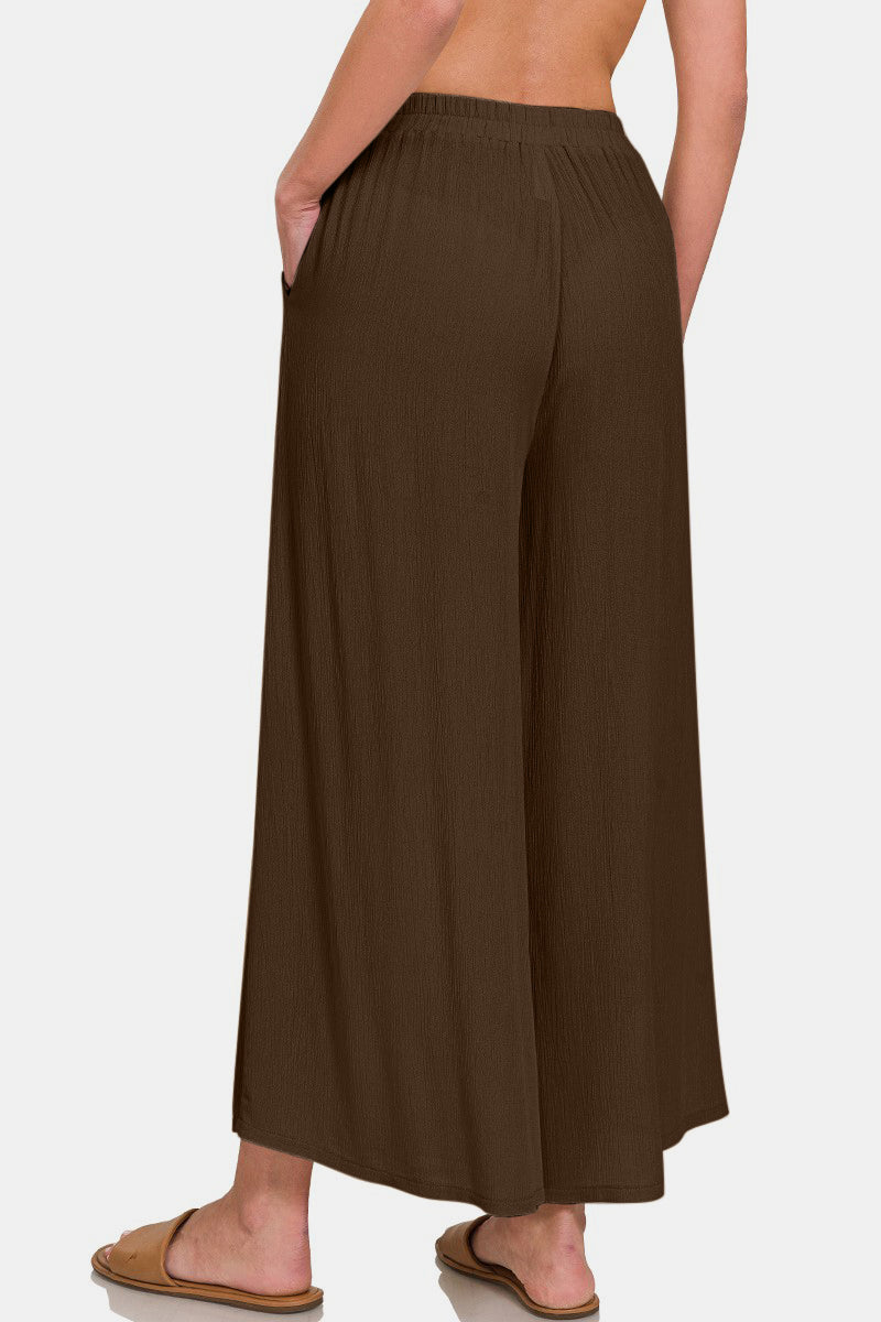 Zenana Woven Wide Leg Pants With Pockets - Grace Ann Faith Boutique - Official Online Boutique 