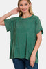 Zenana Washed Ribbed Short Sleeve Top - Grace Ann Faith Boutique - Official Online Boutique 