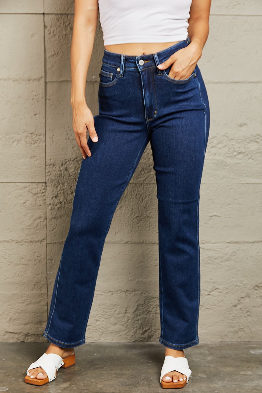 Judy Blue Kailee Full Size Tummy Control High Waisted Straight Jeans - Grace Ann Faith Boutique - Official Online Boutique 