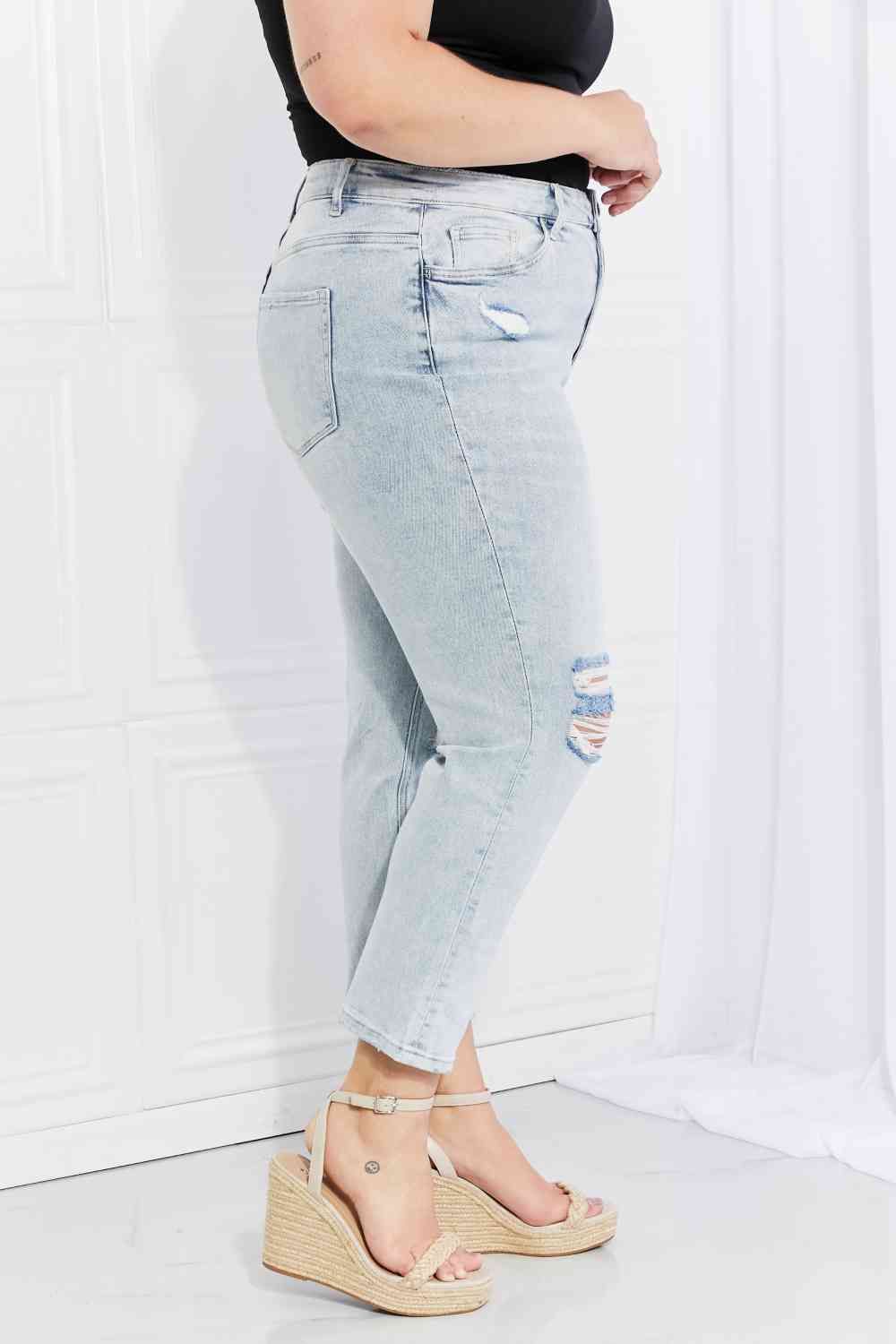 Vervet by Flying Monkey Stand Out Full Size Distressed Cropped Jeans - Grace Ann Faith Boutique - Official Online Boutique 