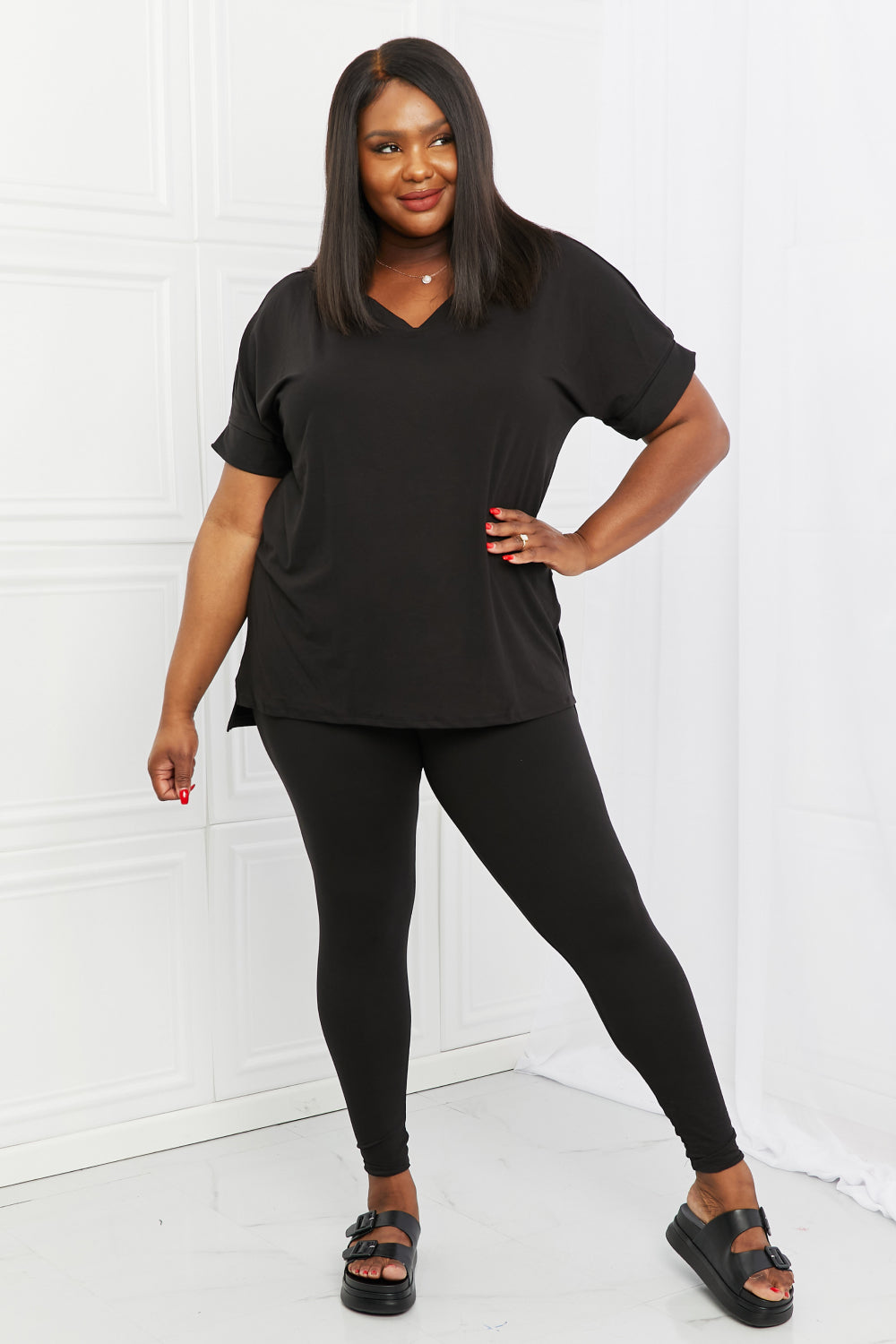 Zenana Self Love Full Size Brushed DTY Microfiber Lounge Set in Black - Grace Ann Faith Boutique - Official Online Boutique 