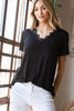 Heimish Lace Detail V-Neck Short Sleeve T-Shirt - Grace Ann Faith Boutique - Official Online Boutique 