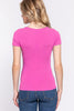 ACTIVE BASIC Lace Up Short Sleeve Rib Knit T-Shirt - Grace Ann Faith Boutique - Official Online Boutique 