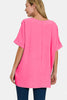 Zenana V-Neck Center Seam Short Sleeve Top - Grace Ann Faith Boutique - Official Online Boutique 