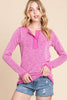 Reborn J Contrast Trim Half Button Long Sleeve T-Shirt - Grace Ann Faith Boutique - Official Online Boutique 