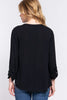 ACTIVE BASIC Full Size Notched Long Sleeve Woven Top - Grace Ann Faith Boutique - Official Online Boutique 