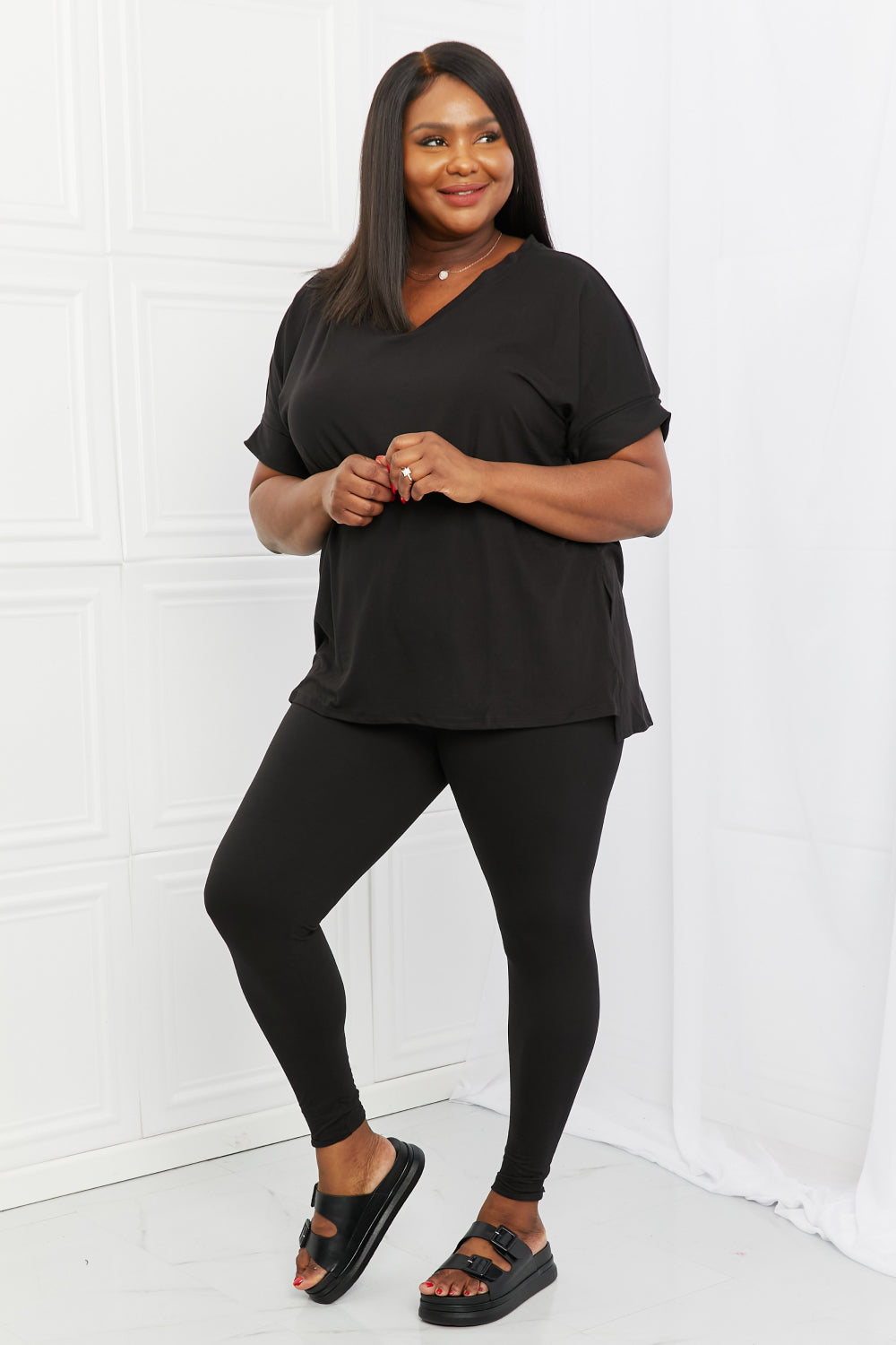 Zenana Self Love Full Size Brushed DTY Microfiber Lounge Set in Black - Grace Ann Faith Boutique - Official Online Boutique 