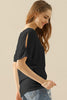 Ninexis Boat Neck Short Sleeve Ruched Side Top - Grace Ann Faith Boutique - Official Online Boutique 
