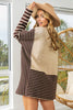BiBi Striped Contrast Long Sleeve Slit Top - Grace Ann Faith Boutique - Official Online Boutique 