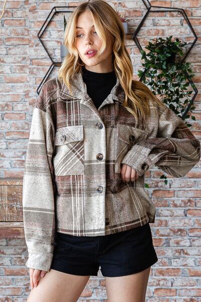 Reborn J Plaid Button Up Long Sleeve Shacket - Grace Ann Faith Boutique - Official Online Boutique 