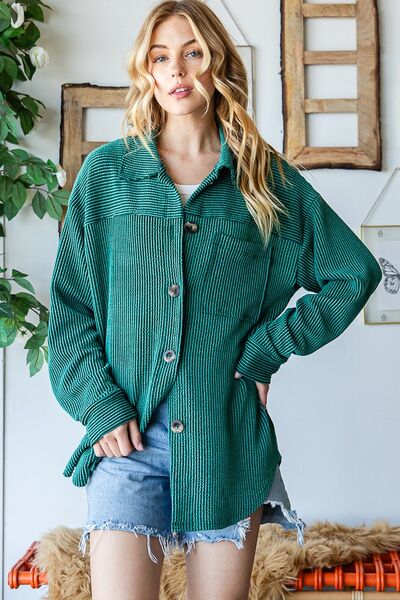 Reborn J Striped Button Up Long Sleeve Shacket - Grace Ann Faith Boutique - Official Online Boutique 