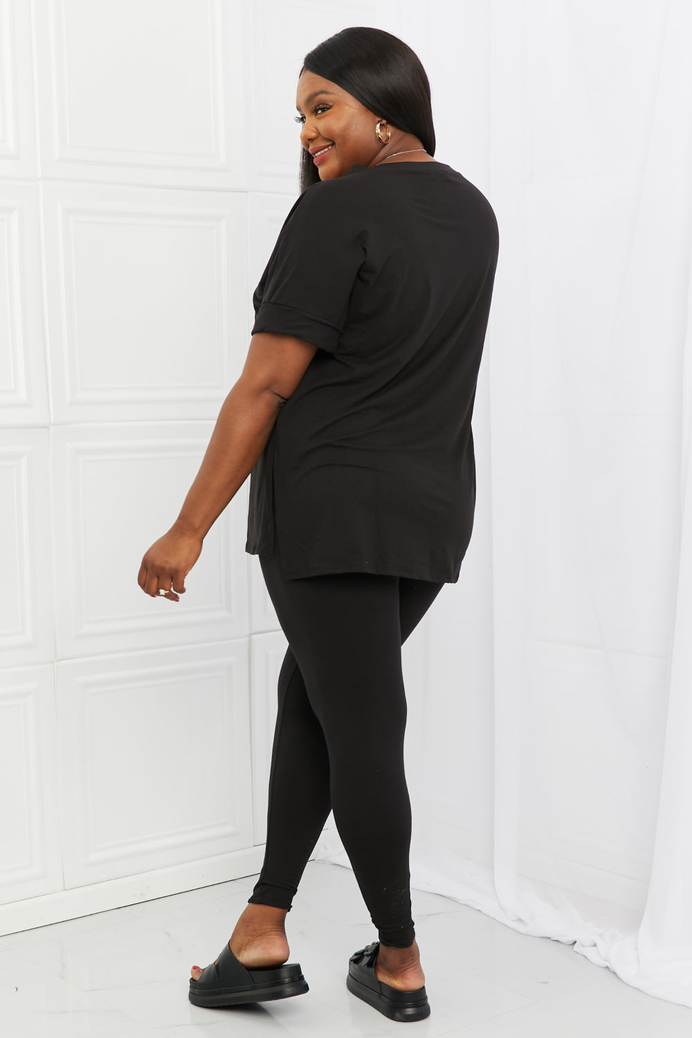 Zenana Self Love Full Size Brushed DTY Microfiber Lounge Set in Black - Grace Ann Faith Boutique - Official Online Boutique 